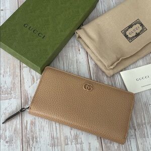 $1,450 New Authentic GUCCI Long Wallet Rose Beige Nude Cream